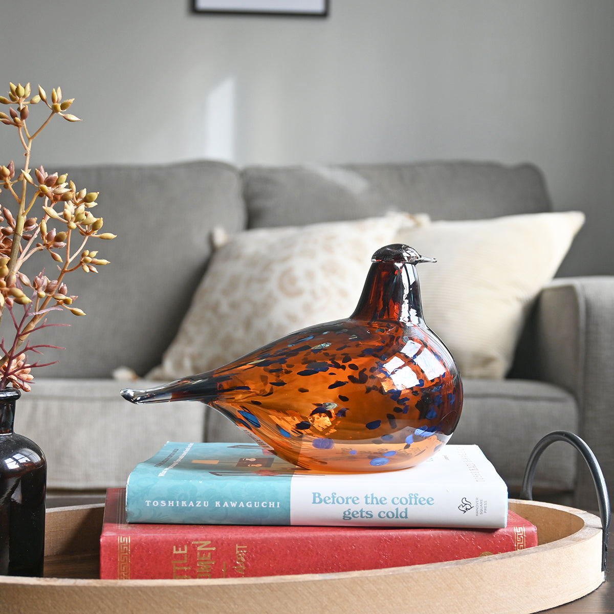 イッタラバード　BIRDS BY TOIKKA　 brown ruskea iittala Toikka Brown / Blue Pekkasiini Glass Bird – GlassBirds.com
